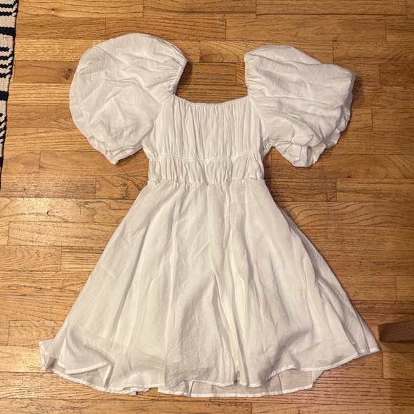 Francesca's Collections White Puff Sleeve Mini Dress - Picture 1 of 3